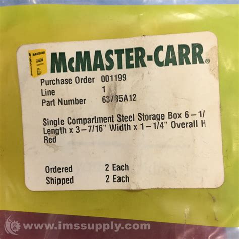 Mcmaster Carr Co 6385a12 Steel Storage Box Ims Supply