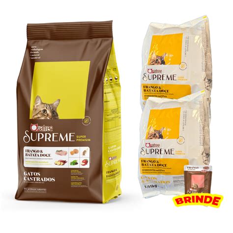 Kit 2 Pacotes de Ração 1kg Quatree Supreme para Gatos Castrados de