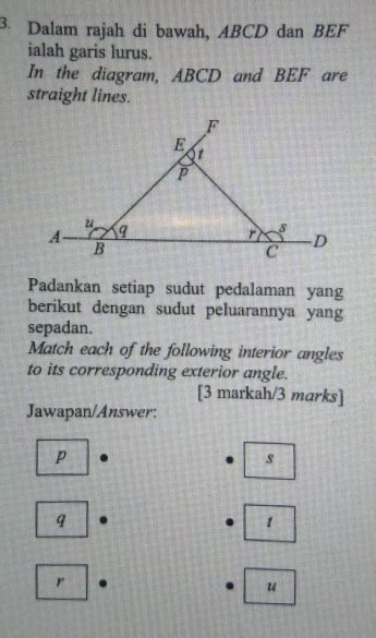 Solved Dalam Rajah Di Bawah Abcd Dan Bef Ialah Garis Lurus In The