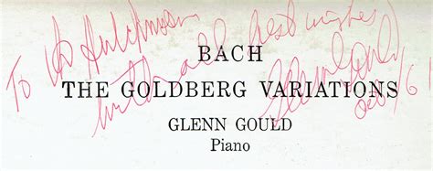 Bach The Goldberg Variations Album Signed And Inscribed On The Reverse