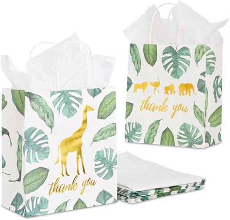 Geschenktüten mit Henkel und Dschungel Safari Tiermotiven Thank You