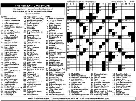 Printable Sunday Crossword Puzzles