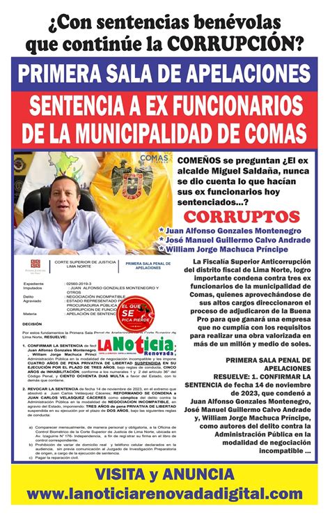 Lima Norte Primera Sala De Apelaciones Sentencia A Ex Funcionarios De