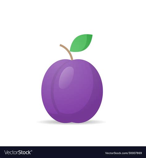 Fresh Juicy Plum Icon Tasty Ripe Fruit Isolated Vector Image