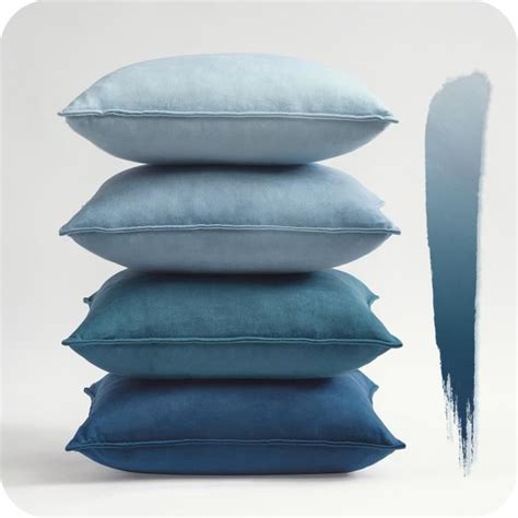 Housse De Coussin X Cm Color D Gard Bleu Lot De En Velours