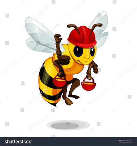 Cartoon Bee Bee Flies Honey Bucket 库存矢量图（免版税）470952557 Shutterstock