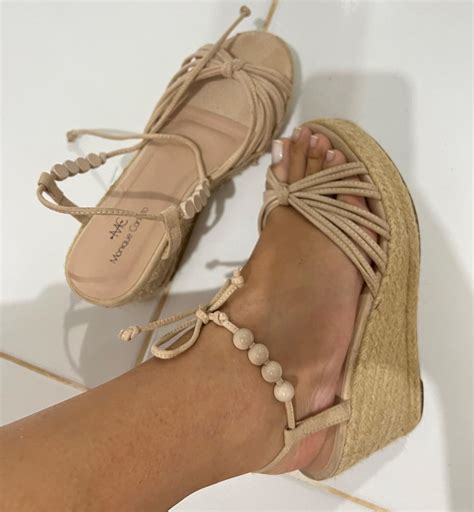 Anabela Nude Sand Lia Feminina Monique Carletto Shoes Usado