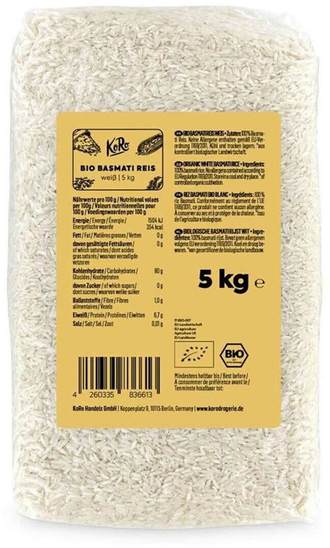 KoRo Weißer Bio Basmati Reis 5 kg ab 20 50 Preisvergleich bei