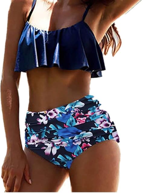 Bikini mit Rüschen für Frauen Transwen Frauen hohe Taille Bikinis