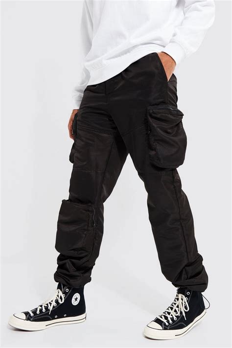 Tall Relaxed Fit Shell 3d Cargo Trouser Boohoo Uk