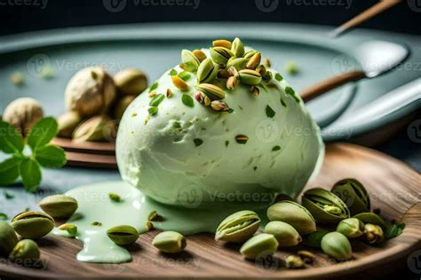 pistachio ice cream with pistachio nuts and pistachio ice cream with ...