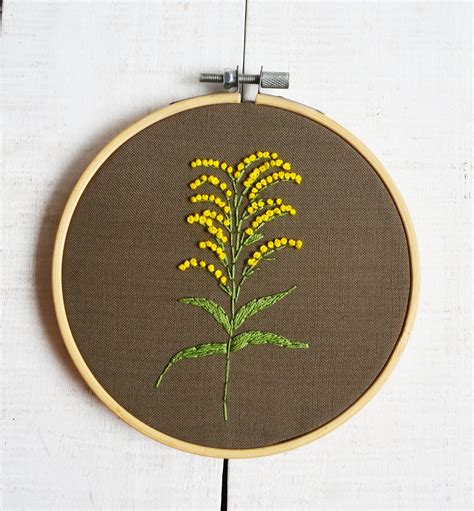 Yellow Flowers Embroidery Hoop Art Floral Hand Stitched Modern Etsy