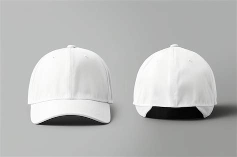 Premium Photo A Pair Of White Baseball Caps On A Gray Background