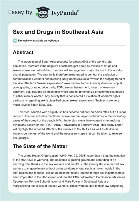 Sex And Drugs In Southeast Asia 1181 Words Term Paper Example