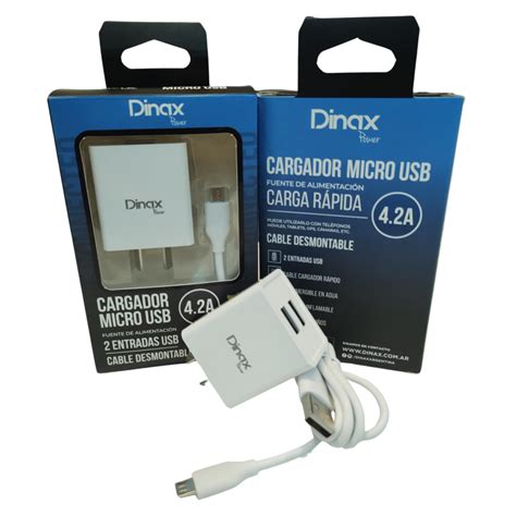 Cargador Dinax 4 2A Carga Rápida C Cable Desmontable