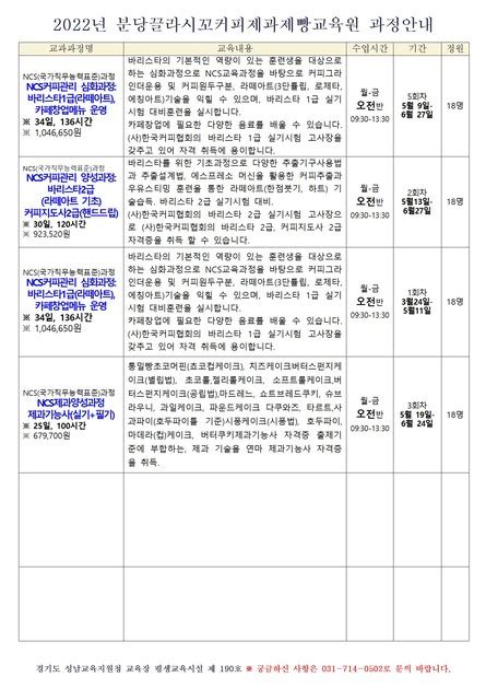 2022년 5월6월 개강시간표 오전반 끌라시꼬교육원