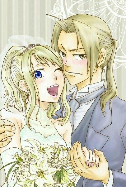 Edward Winry Couple Cute Wedding Dress Suit Outfits Flowers