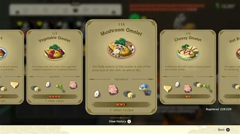 Comment faire une omelette aux légumes dans Zelda TOTK recette