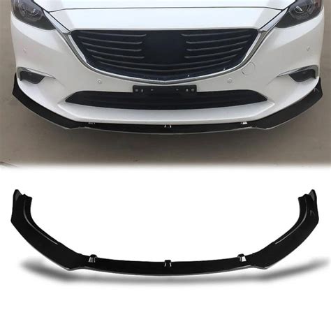 2014 2018 Mazda 6 Front Bumper Lip 3 Pieces Design Gloss Black