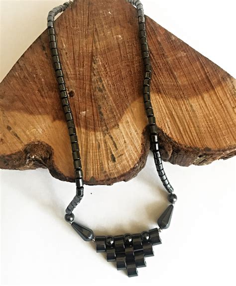 Faceted Hematite Bead Necklace - Handcrafted Natural Stone Jewelry & Unique Gifts - KVK Designs