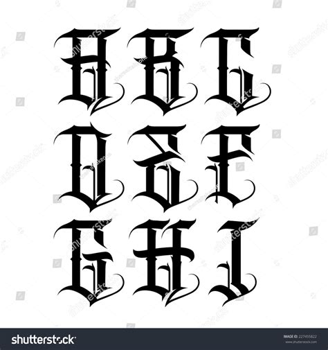 Handmade Vector Calligraphy Tattoo Alphabet: vetor stock (livre de direitos) 227455822 ...