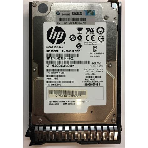 EH0300FBQDD HP 300GB 15K RPM SAS 2 5 HDD W G8 G9 Tray Disk Drive