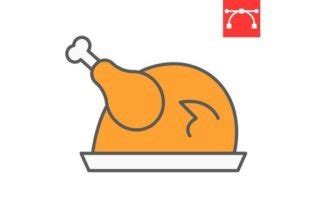 Roast Turkey Color Line Icon Graphic By Fox Design Creative Fabrica