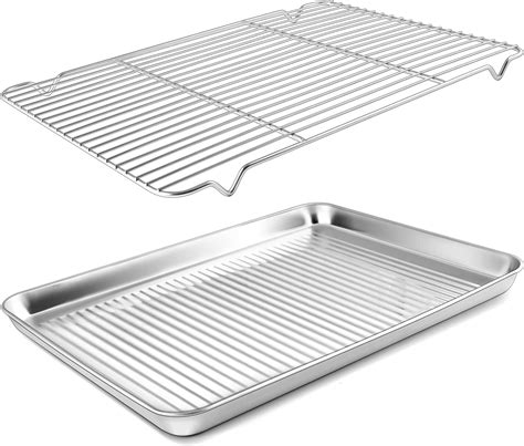 Herogo Baking Pan Sheet With Cooling Rack Set For Oven 18 X 13 X 1 Inch Stainless