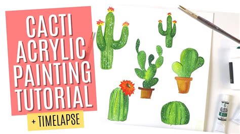 Lets Paint Cacti 🌵cactus Acrylic Speed Painting Tutorial For