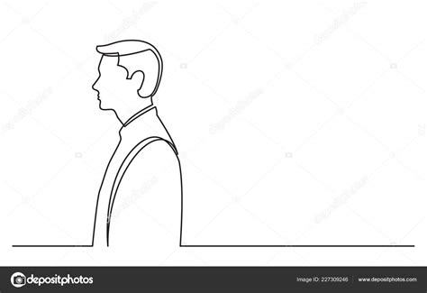 Continuous Line Drawing Standing Man Side View Stock Vector Image By