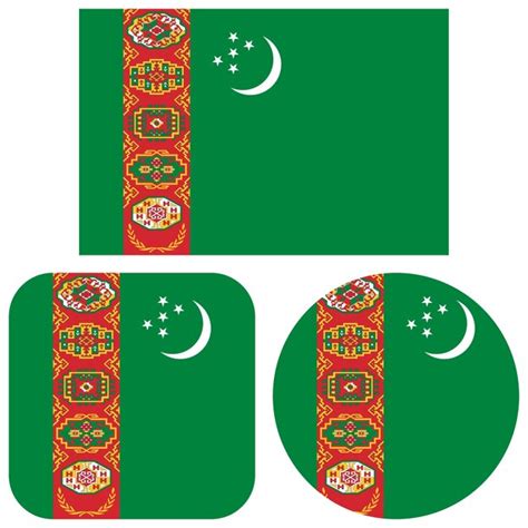 Premium Photo Flag Of Turkmenistan Set With Different Shapes Round