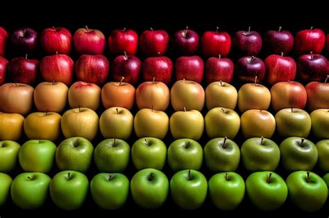 Se Muestra Un Arco Iris De Manzanas En Un Degradado De Manzana De Fondo