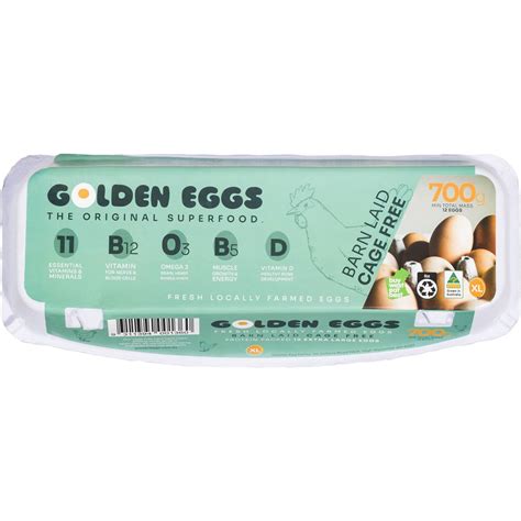 Golden Eggs 12 Extra Large Cage Free Barn Laid Eggs 700g Woolworths