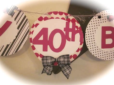 Happy 40th Birthday Banner birthday party sign decorations red