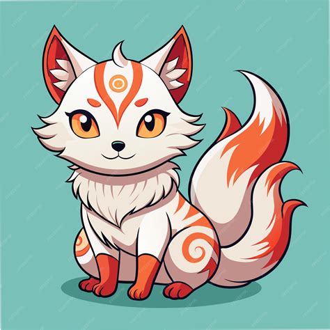 Premium Vector | Adorable Kitsune Cartoon Vector Drawing