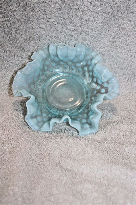 Vintage Fenton Hobnail Blue Opalescent Ruffled Bon Bon Candy Dish 4616405031