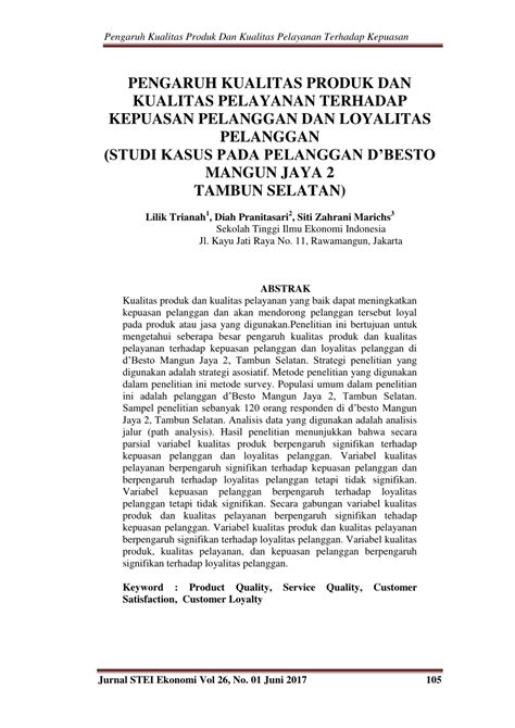 PDF Pengaruh Kualitas Produk Dan Kualitas Pelayanan Terhadap Kepuasan