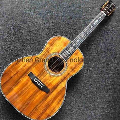 Real Abalone Inlay Ebony Fingerboard 39 Ooo45 Style All Solid Koa Acoustic Guitar China Koa