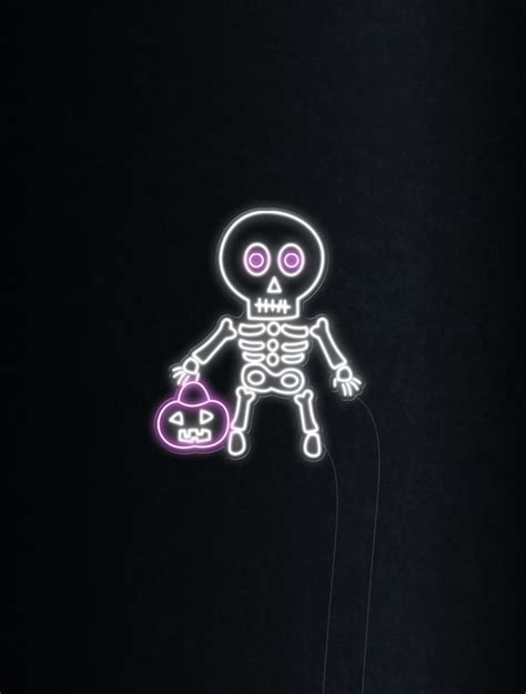 Skeleton Pumpkin Halloween Neon Sign | Echo Neon