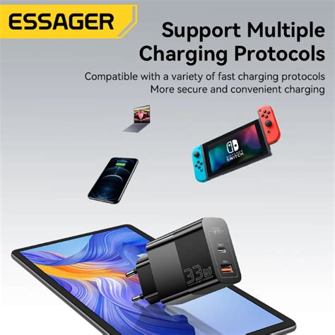 ESSAGER Kepala Charger Dual Port GaN Fast Charging QC 3 0 PD 33W ES