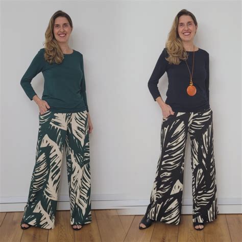 Cal A Pantalona Anne Bolsos E Elastico Na Cintura Em Malha De