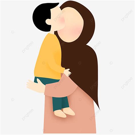 Mom And Son Clipart Png Images Son Kissing Mom Wearing Hijab Muslim