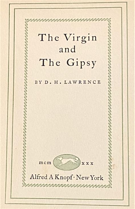 The Virgin And The Gipsy By D H Lawrence 1930 My Book Heaven