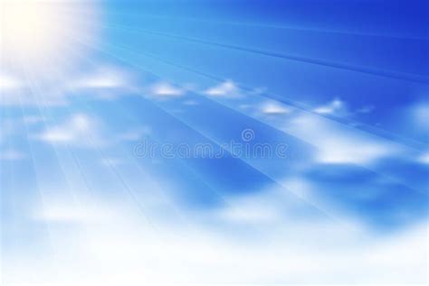 Sunshine Sky Abstract Yellow Blue Clouds Background Stock Vector