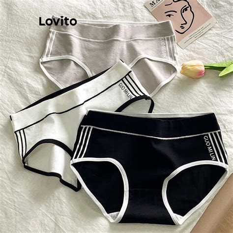 Lovito Calcinha Casual Lisa Contraste Para Mulheres LNE37136 Cinza