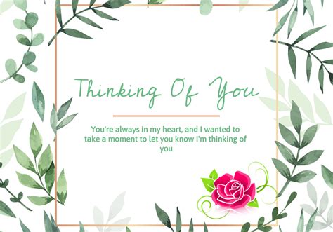 Green Flora Frame Thinking Of You Card