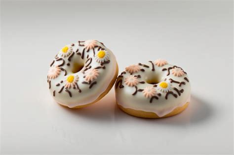 Premium Ai Image Two Donuts With White Frosting And Flowers On Them