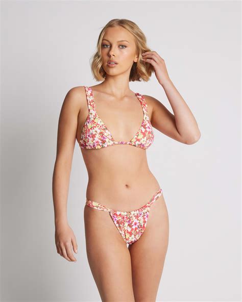 Shop Rhythm Bloom Floral Soft Side Itsy Bikini Bottom In Red Fast