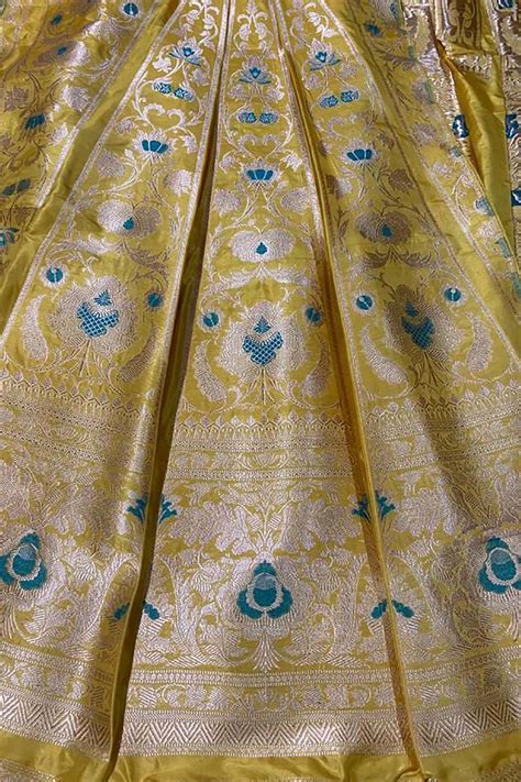 Stunning Yellow Banarasi Pure Katan Silk Lehenga Set