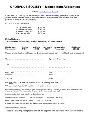 Fillable Online ORDNANCE SOCIETYMembership Application Fax Email Print